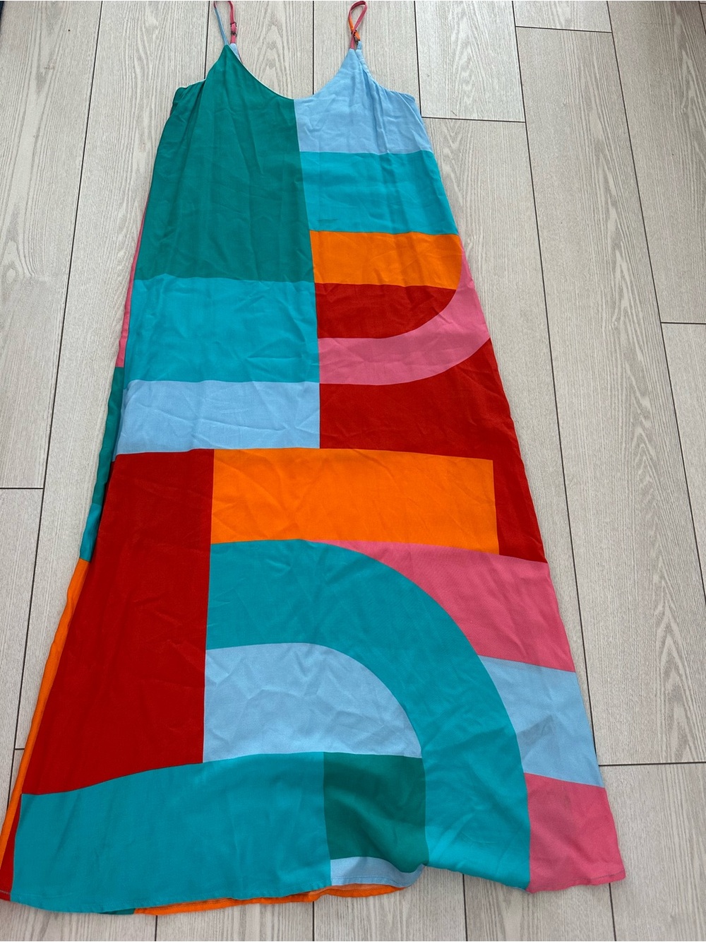 Colorblock Maxi Skirt in Teal, Red, Orange & Pink small